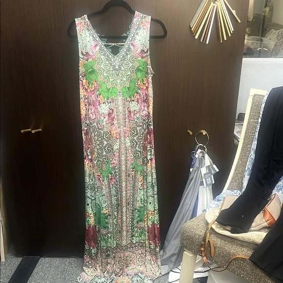 one world maxi dresses One World Dress: Bohemian Lace & Block Print Maxi Dress